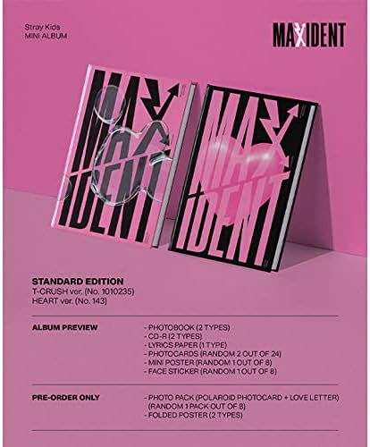 Dreamus [yes24 מתנה] Stray Kids [Maxident] מהדורה סטנדרטית אלבום Heart Ver, Black